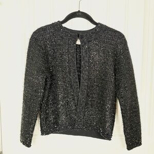 Elie Tahari “Welland” Embellished Knit Jacket — NWT — Black Shimmer — Size S